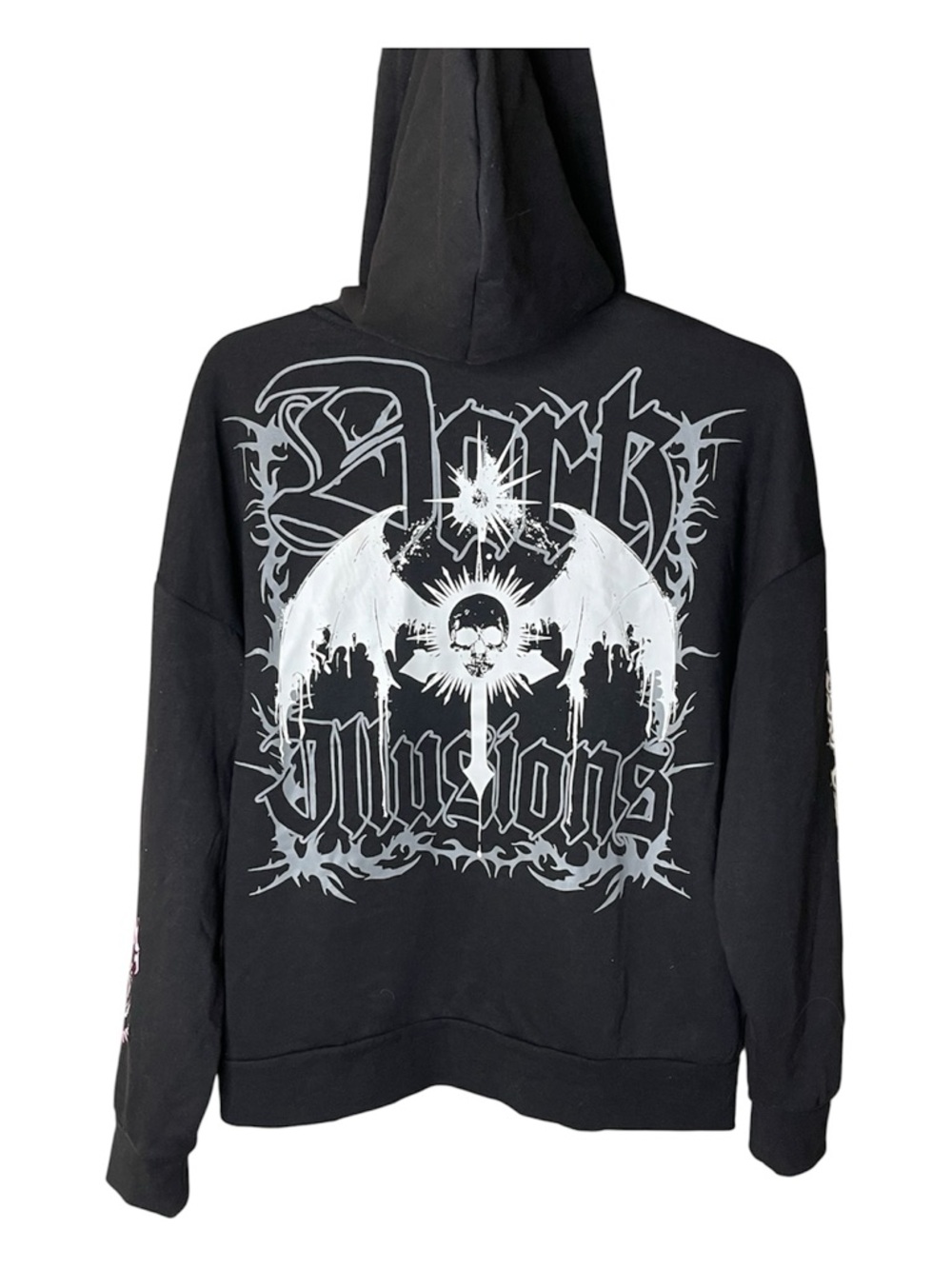 Hot Topic Black Zip Hoodie with Red, Pink and Gray Metal Band Graphics Sz XL - Picture 4 of 5